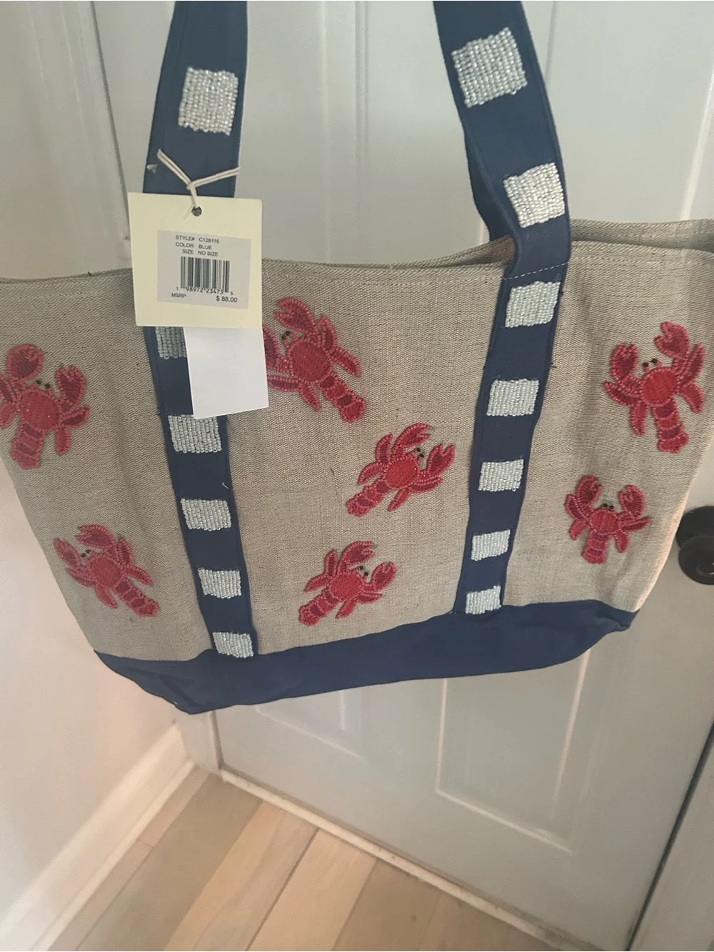 NWT SOL and MER large beaded tote bag.